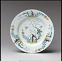 Soup plate, Tin-glazed earthenware, British