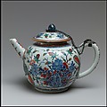 Teapot, Hard-paste porcelain, Chinese with Dutch decoration, for European market