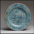 Plate, Tin-glazed earthenware, British
