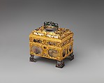 Nécessaire, Watchmaker: James Cox (British, ca. 1723–1800), Case: moss agate, mounted in gold and set with diamonds, rubies, and emeralds; silver; Dial: white enamel, with frame pavé-set with paste jewels, British, London