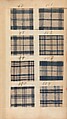 Textile sample book, Paper, cloth binding, with attached samples of fustian (variety of warp and weft combinations in wool, silk, linen, and cotton); warp: cotton dyed in dark brown, spun and Z twist/no ply, 30–32 per cm; warp: silk dyed in light blue, no visible twist/no ply, 12 per 0.1 cm; weft: silk dyed in pink, no visible twist/no ply, 28 per cm, British