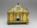 Reliquary casket, Circle of Lorenzo Ghiberti (Italian, Florence 1378–1455 Florence), Gilt copper and champlevé enamel, Italian, Florence