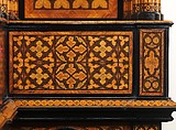 Prie-dieu, Stammer & Breul (active mid-19th century), Oak and pine veneered with rosewood, tulipwood, ebony and ebonized wood, and micromosaic decoration of various natural and stained woods; modern silk-velvet; coated brass, Austrian, Vienna