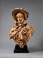 Girl in a Straw Bonnet, Albert-Ernest Carrier-Belleuse (French, Anizy-le-Château 1824–1887 Sèvres), Terracotta with wood base, French, Paris