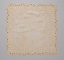 Handkerchief, silk on linen, French or Swiss