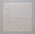 Dresser cloth, silk on linen, French or Swiss
