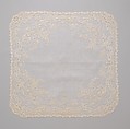 Handkerchief, silk on linen, French or Swiss