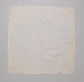 Handkerchief, silk on linen, French or Swiss