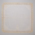 Handkerchief, silk on linen, French or Swiss