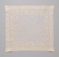 Handkerchief, silk on linen, French or Swiss
