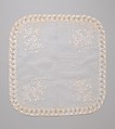 Handkerchief, silk on linen, French or Swiss