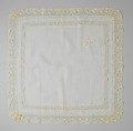 Handkerchief, silk on linen, French or Swiss