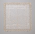 Handkerchief, silk on linen, French or Swiss