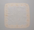 Handkerchief, silk on linen, French or Swiss