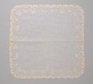 Handkerchief, silk on linen, French or Swiss