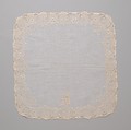 Handkerchief, silk on linen, French or Swiss