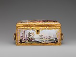 Tea casket (part of a set), White enamel on copper painted in polychrome enamels, British, South Staffordshire