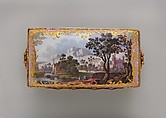 Tea casket (part of a set), White enamel on copper painted in polychrome enamels, British, South Staffordshire