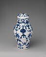 Vase with cover, Saint-Cloud factory French, Soft-paste porcelain decorated in underglaze blue, French, Saint-Cloud