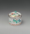 Pomade pot with cover, Tin-glazed soft-paste porcelain, silver, French, Chantilly