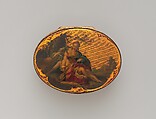 Snuffbox, Vernis Martin on papier mâché, gold, French