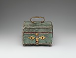 Miniature toilet set case, Silver, partly gilt, and wood, German, probably Augsburg