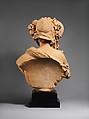 Girl in a Straw Bonnet, Albert-Ernest Carrier-Belleuse (French, Anizy-le-Château 1824–1887 Sèvres), Terracotta with wood base, French, Paris