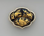Toilet box containing three smaller boxes, Chelsea Porcelain Manufactory (British, 1744–1784), Soft-paste porcelain, Mazarin blue ground with gold decoration, British, Chelsea