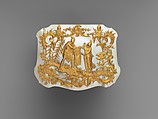 Nécessaire with watch, Casket: gold and mother-of-pearl, lined with dark-red velvet; Watch: brass and partly blued steel, German