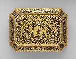 Toilet casket, Wood veneered with brass, tortoiseshell, tinted horn and mother-of-pearl, rosewood contre partie Boulle work); gilt bronze and steel, French