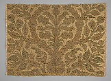 Fragment with Sempervivum tectorum motif, Silk and metal thread, Italian, Milan