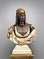 Jewish Woman of Algiers, Charles-Henri-Joseph Cordier (French, 1827–1905), Algerian onyx-marble, bronze, gilt bronze, enamel, and amethyst eyes; white marble socle, French, Paris