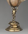 Standing cup, Casper Bendel (German, 1575–1599), Silver gilt, turban shell, Austrian, Breslau (Wrocław)