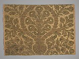 Fragment with Sempervivum tectorum motif, Silk and metal thread, Italian, Milan