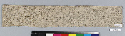 Fragment, Drawnwork, linen and silk, Italian
