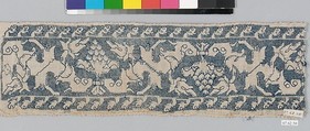Border, Drawnwork, linen and silk, Italian or Greek