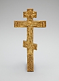 Reliquary or triple cross, Silver-gilt plates on wood, British, after Russian original