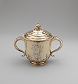 Two-handled cup with cover, Elkington & Co. British, Silver on base metal, British, Birmingham, after British original