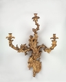 Wall light (candelabrum appliqué) (one of a pair), Carved and gilded walnut, French