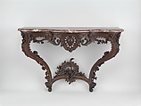 Console table, Carved oak; marble, French