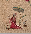 Panel for a skirt or petticoat, Silk embroidered on linen, British