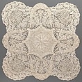 Handkerchief, Convent of Notre Dame de Visitation, Cotton, bobbin lace, Belgian, Ghent