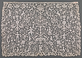 Cravat end, Linen, needle lace (point de France), French