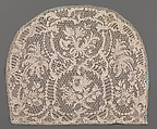 Cap crown, Needle lace, point d’Alençon, linen, French