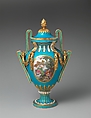 Vase with cover (probably vase à bâtons rompus), Sèvres Manufactory (French, 1740–present), Soft-paste porcelain, French, Sèvres