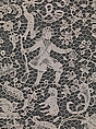 Cravat end, Linen, needle lace (point de France), French