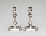 Pair of candlesticks, David Willaume I  British, Silver, British, London