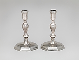 Pair of candlesticks, Thomas Merry I, Silver, British, London