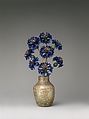Imperial Cornflowers, House of Carl Fabergé, Gold, silver, enamel; blown and iridized glass, Russian, St. Petersburg