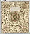 Bedcover, Silk and metal-wrapped thread on linen, British